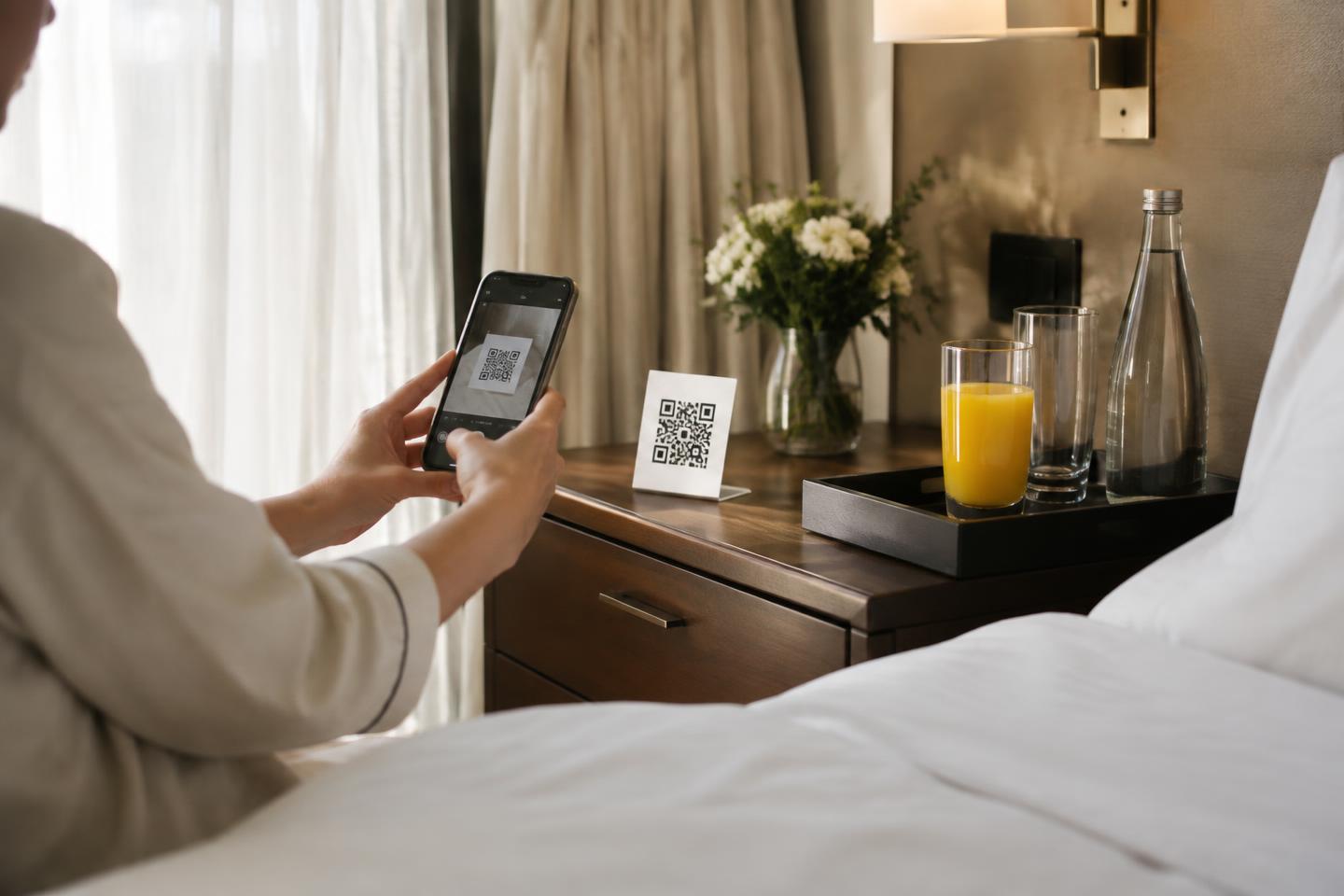Ospite che ordina dalla camera con QR