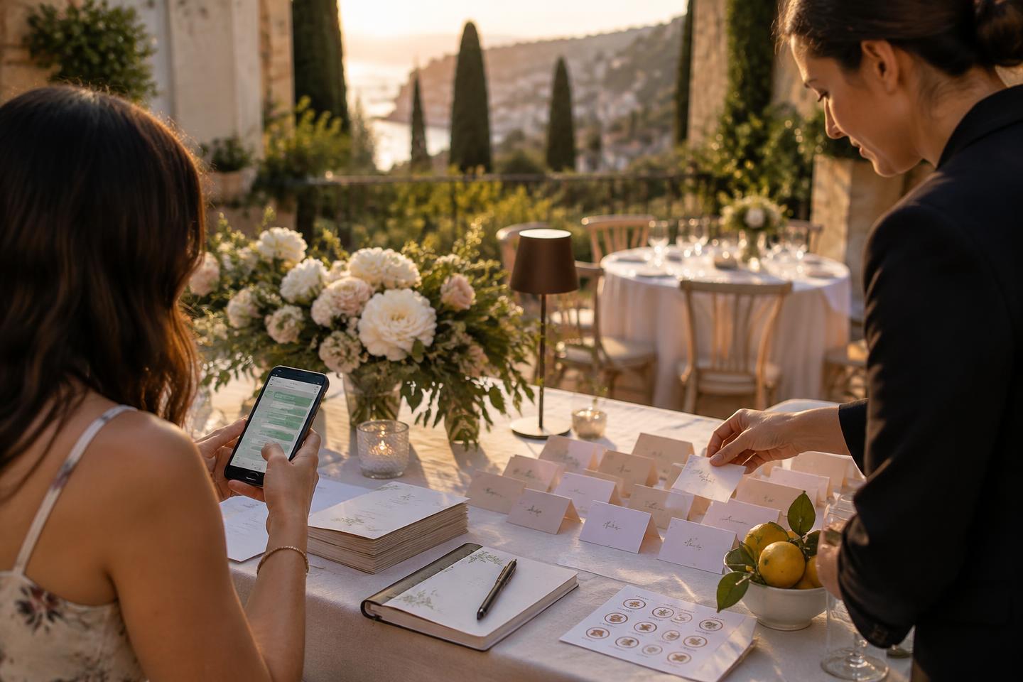 Tavolo evento con inviti, conferme e intolleranze